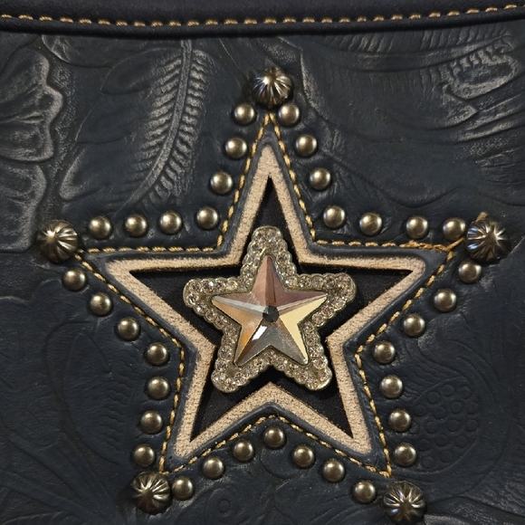 Montana West 100% Leather Texas Star Shoulder Bag - Picture 15 of 16